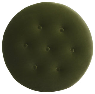 Yolanda 24" Upholstered Round Accent Ottoman, Olive Green Performance Velvet