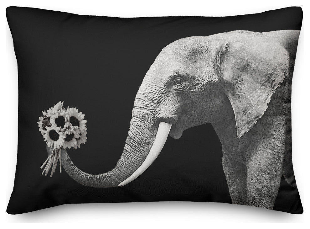 Elephant Bouquet 14"x20" Spun Poly Pillow