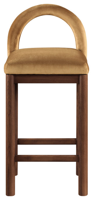 Conrad Upholstered Bar and Counter Stool, Saddle, Velvet, Brown