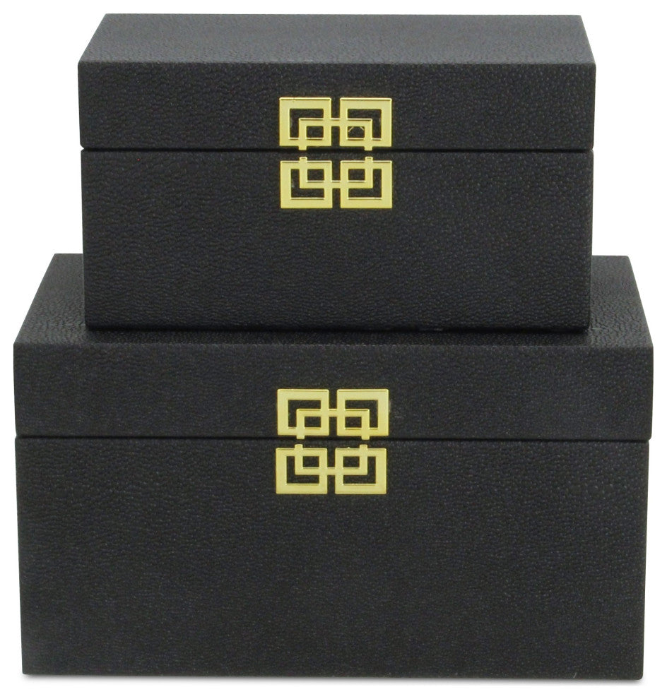 Midnight Charm Keepsake Boxes, Set of 2, Black