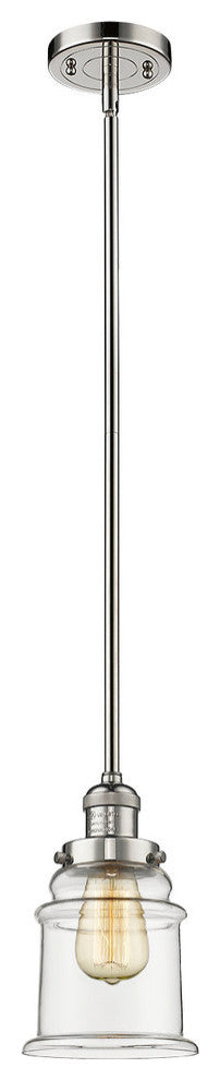 Canton 1-Light Dimmable LED Pendant, Polished Nickel, Glass: Clear