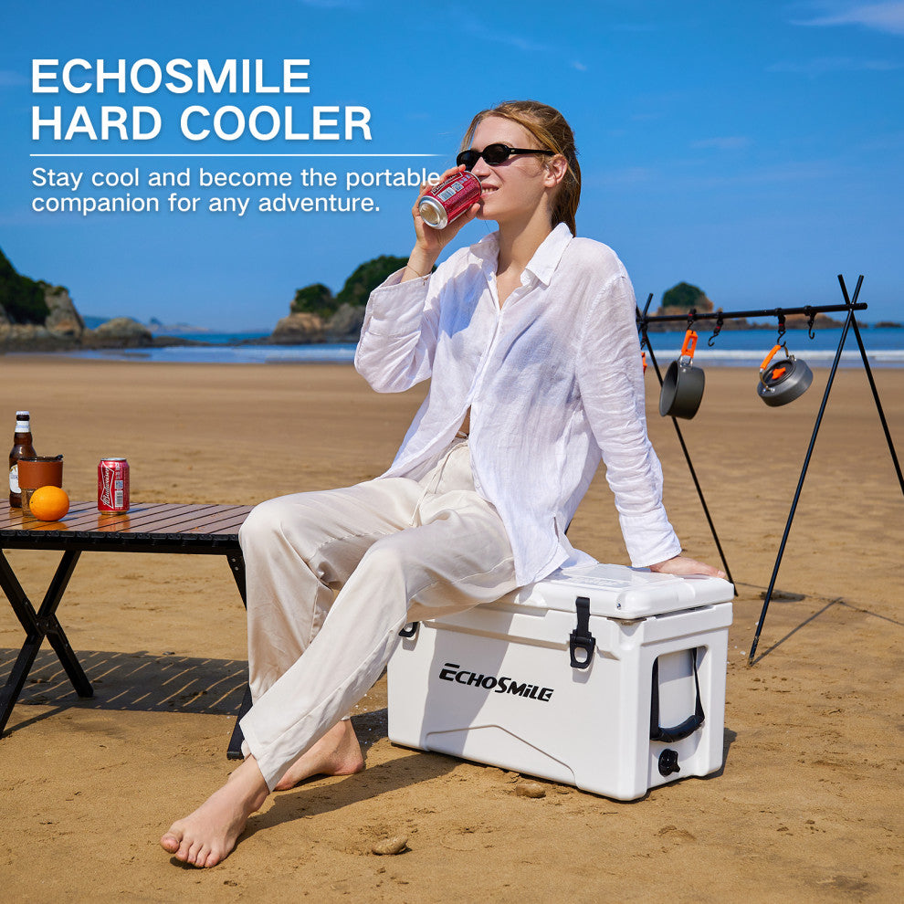 EchoSmile 30 qt. Rotomolded Cooler, White