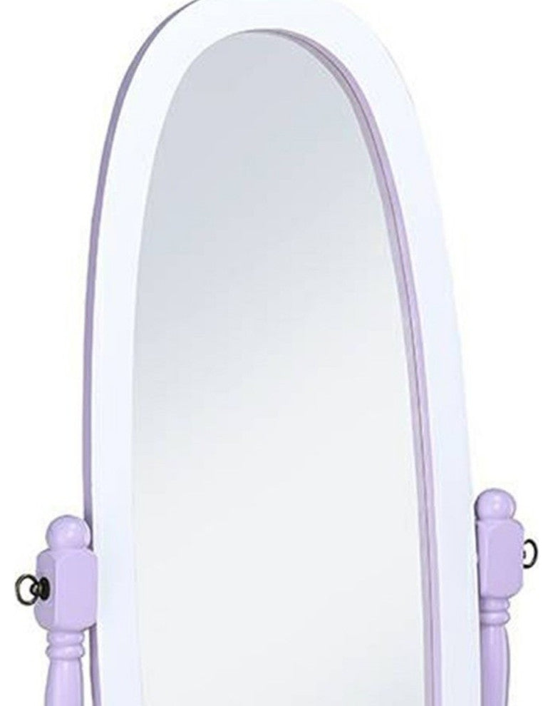 Pretty Pastel Purple and White Cheval Standing Oval Mirror