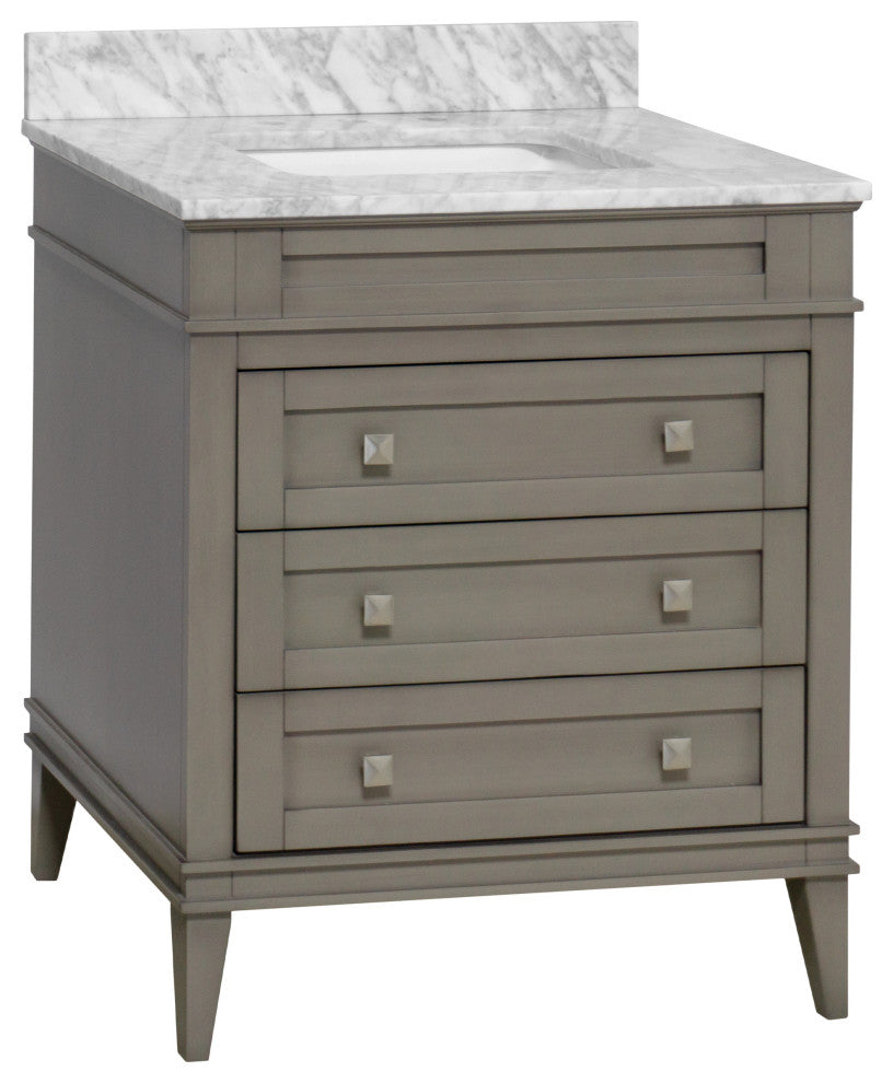 Eleanor 30" Bathroom Vanity, Weathered Gray, Carrara Marble Top