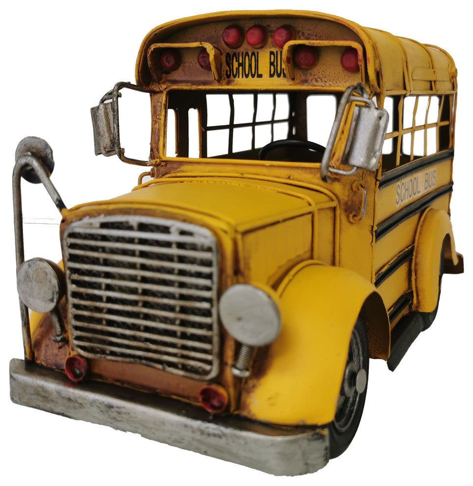 Metal Model School Bus Decor