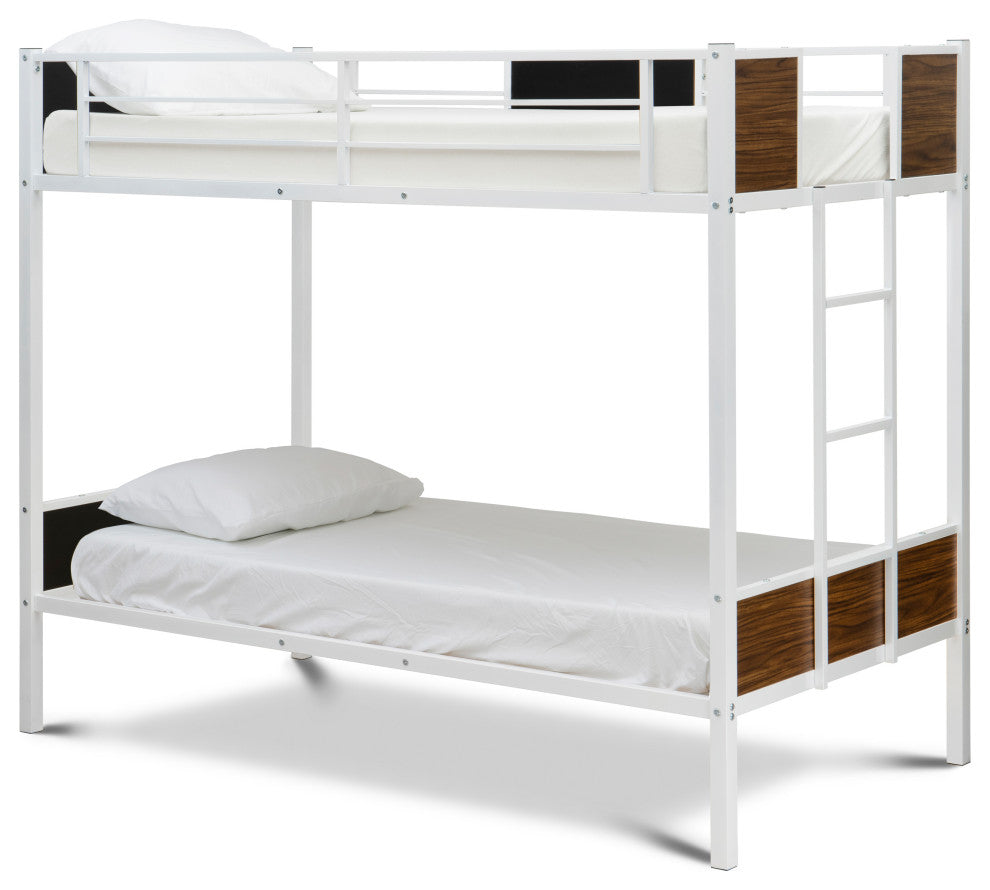 Lynfield Twin Bunk Bed In Powder Coating White Color