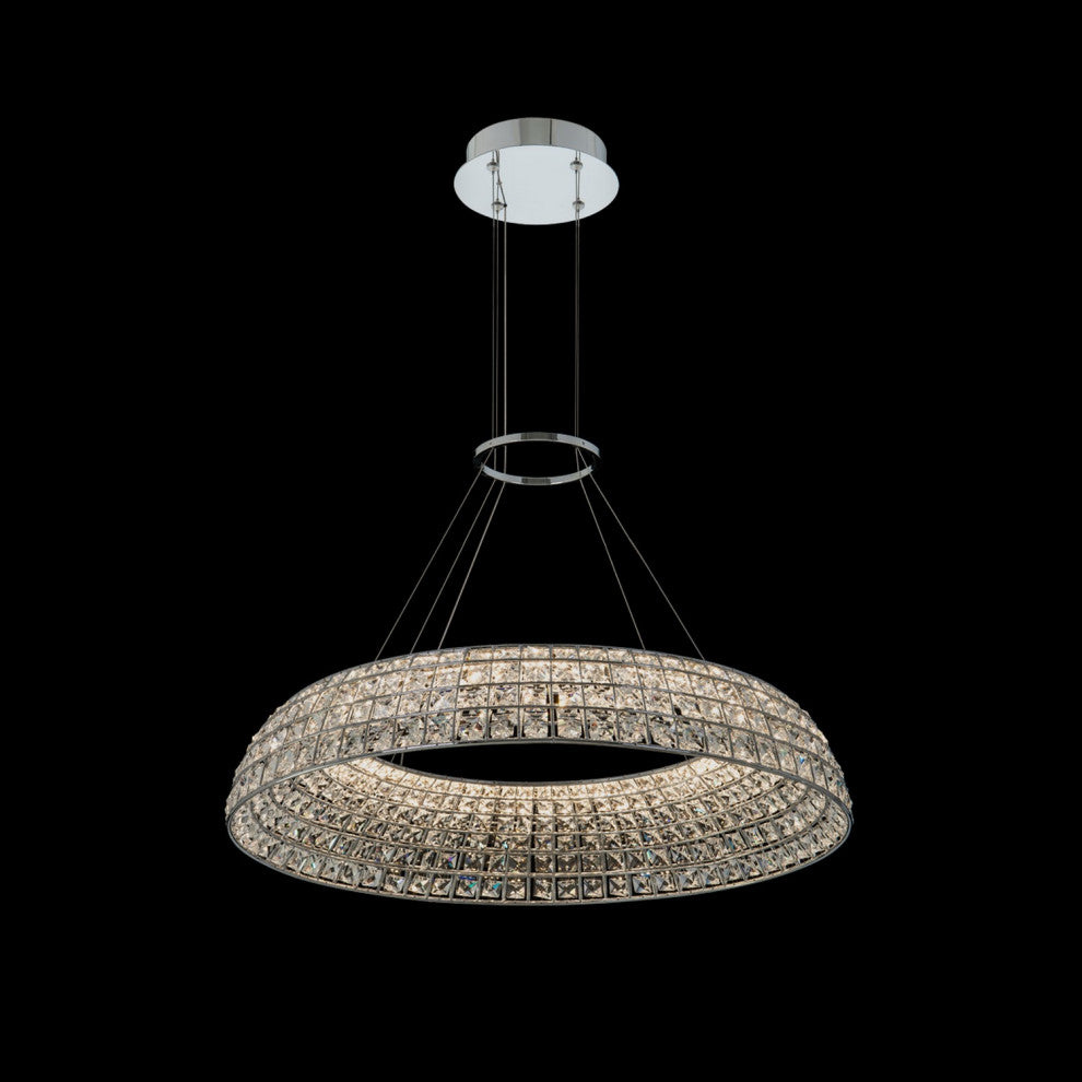 1 Light Contemporary Large Pendant by Allegri, Chrome, 5"