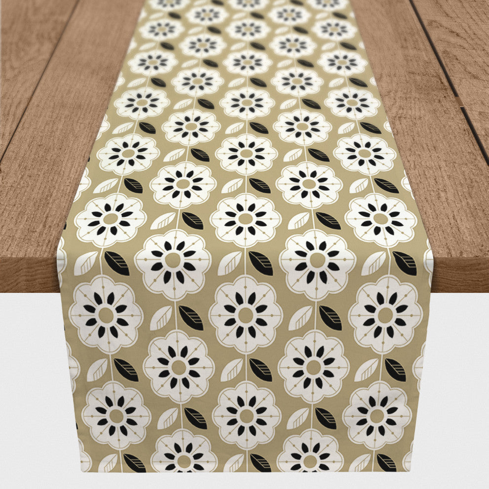 Mod Gold Flower 16x90 Cotton Twill Runner