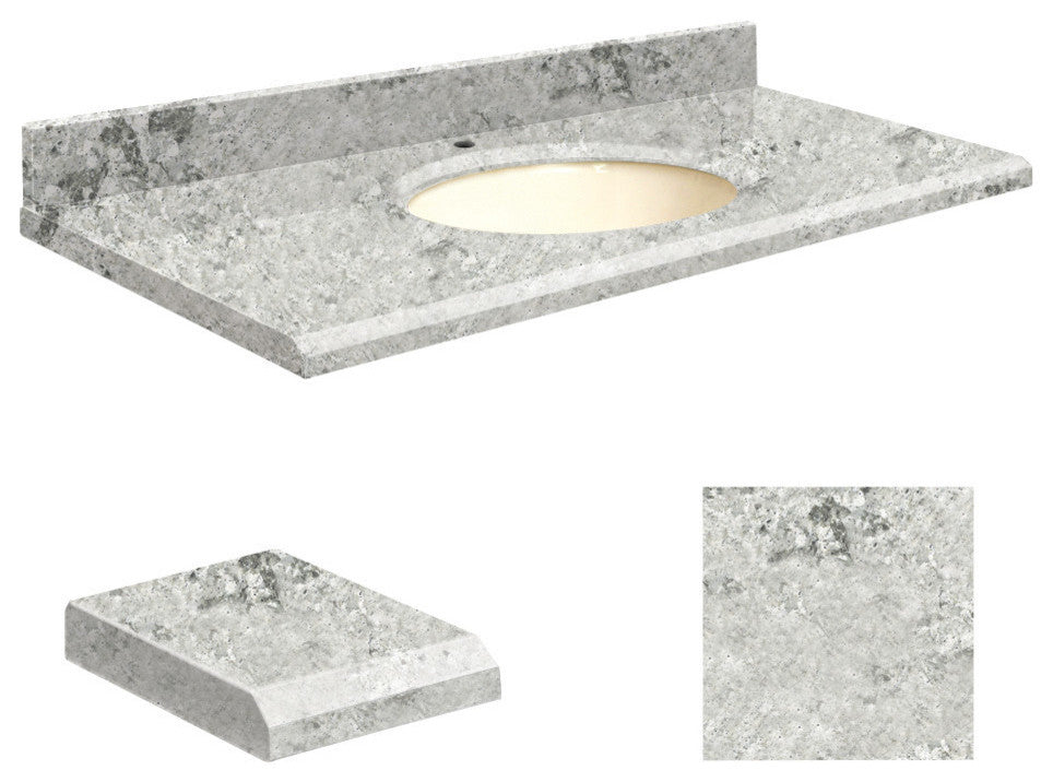 Quartz 31"x22" Vanity Top, Single Faucet Hole, Winter Wonder, Biscuit Bowl