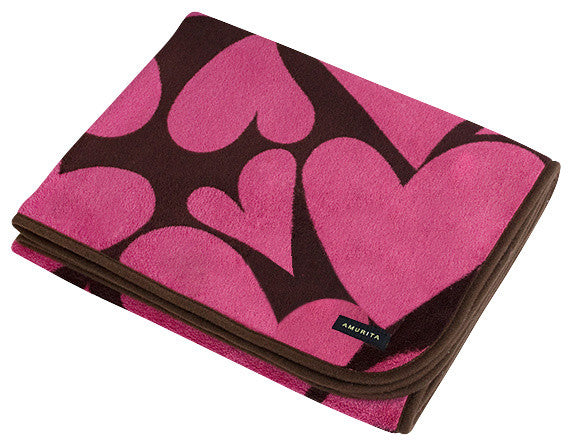 Pink Heart Japanese Coral Fleece Baby Throw Blanket (26 by 39.8 inches)