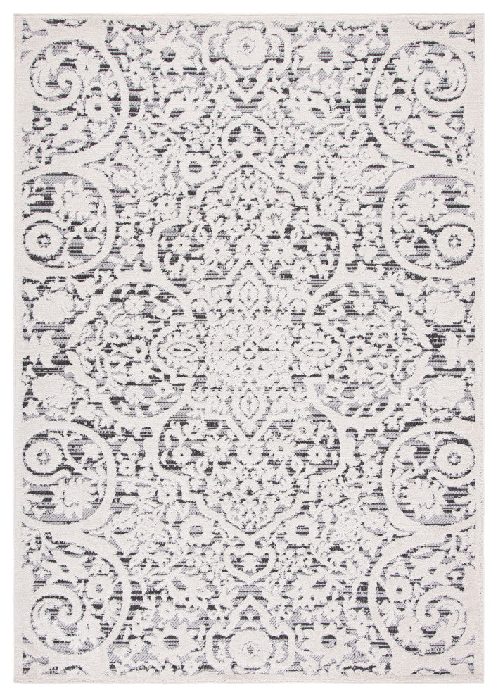 Safavieh Indoor-Outdoor Cabana Collection, CBN656 Rug, Ivory/Grey, 4'5"x6'5"