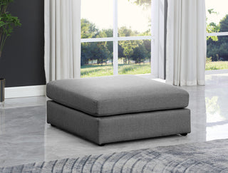 Beckham Beige Durable Linen Textured Fabric Armless, Gray, Ottoman