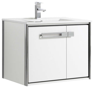 Oakville Wall Mount Bathroom Vanity, White Matte, 30", Chrome Hardware