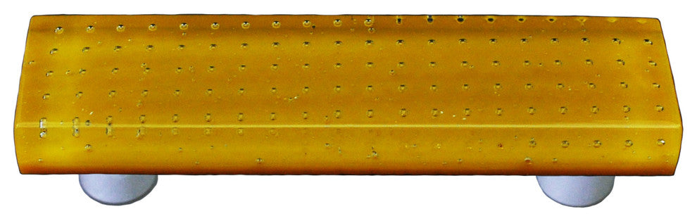 Art Glass Rectangle Pull, Alum Post, Bubbles Pumpkin Orange