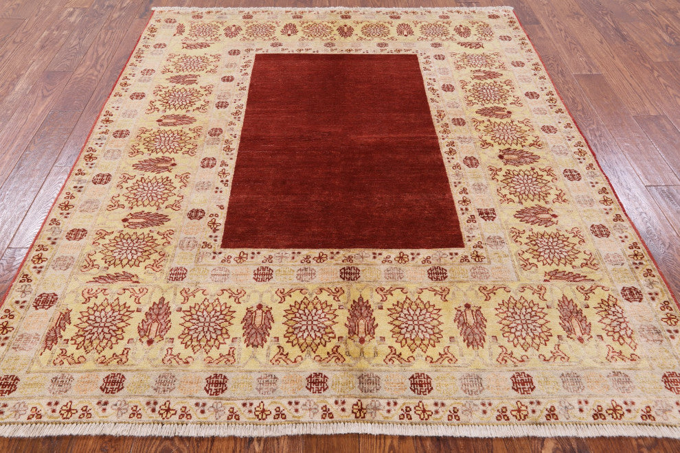 6' 3" X 7' 5" Chobi Peshawar Hand Knotted Wool Rug H9840