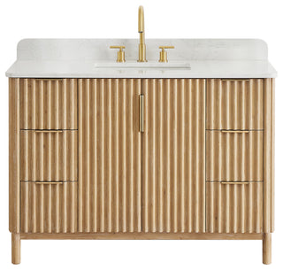 Sierra Bathroom Vanity, Washed Light Brown, 48inch, Without Mirror