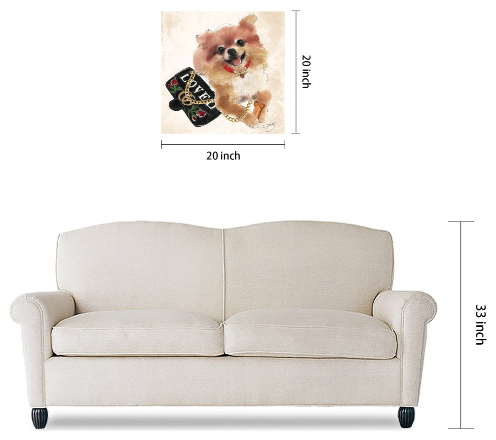 "Pomeranian" Dog Wall Art Print Frameless Free Floating Tempered Glass Panel