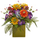 Mixed Floral Artificial Arrangement, Green Vase