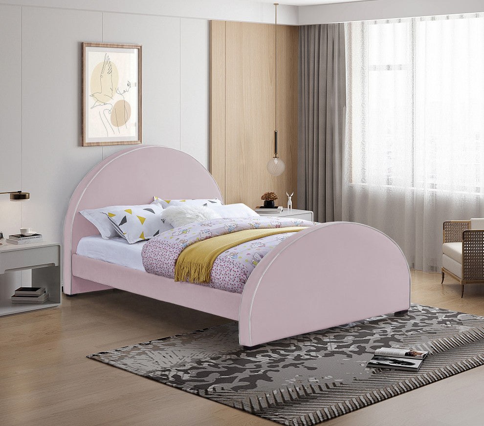 Brody Velvet Upholstered Bed, Pink, Full