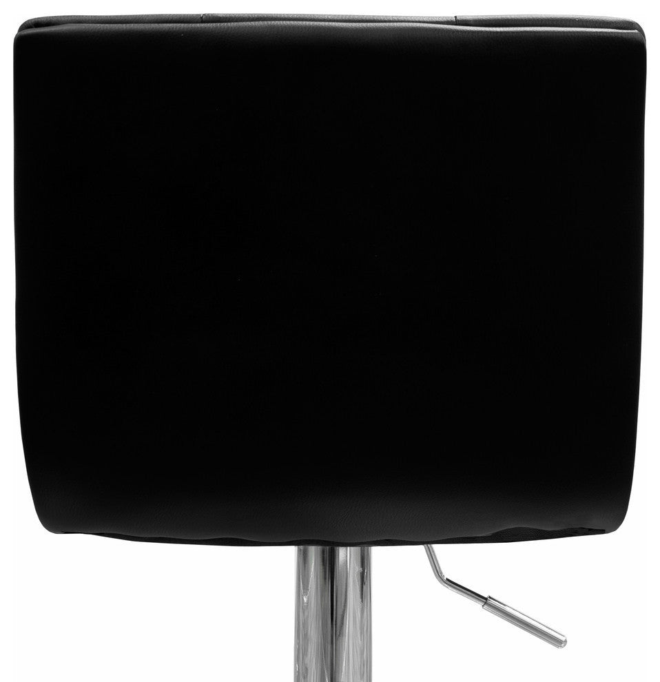 Modern Swivel Bar Stools With Crystals and Tufted Look, Set of 2, Black