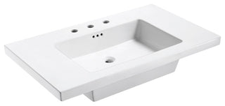 Eclipse 37"x22" Ceramic Vanity Top in White, 8" Widespread Faucet Drilling