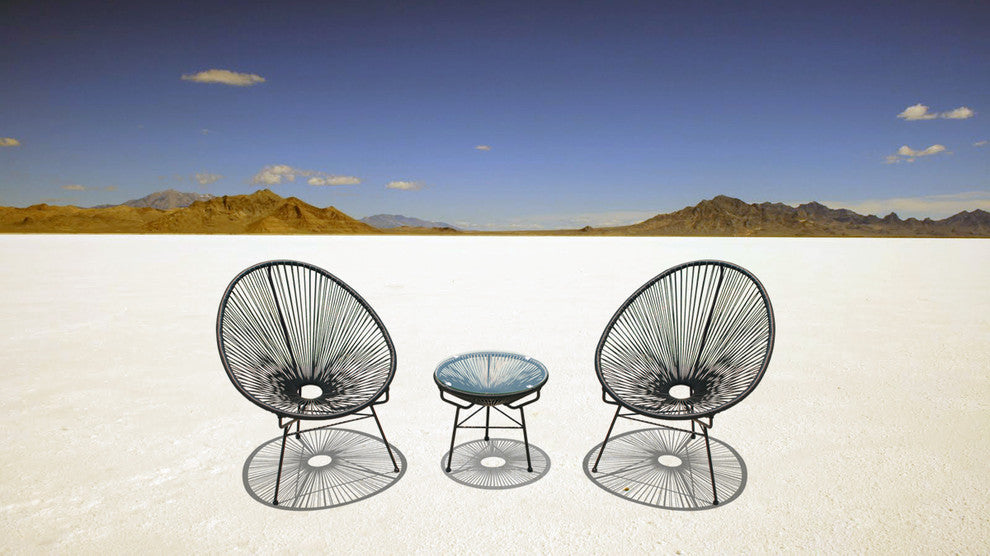 Acapulco 3 Piece Chat Set, Jet Black