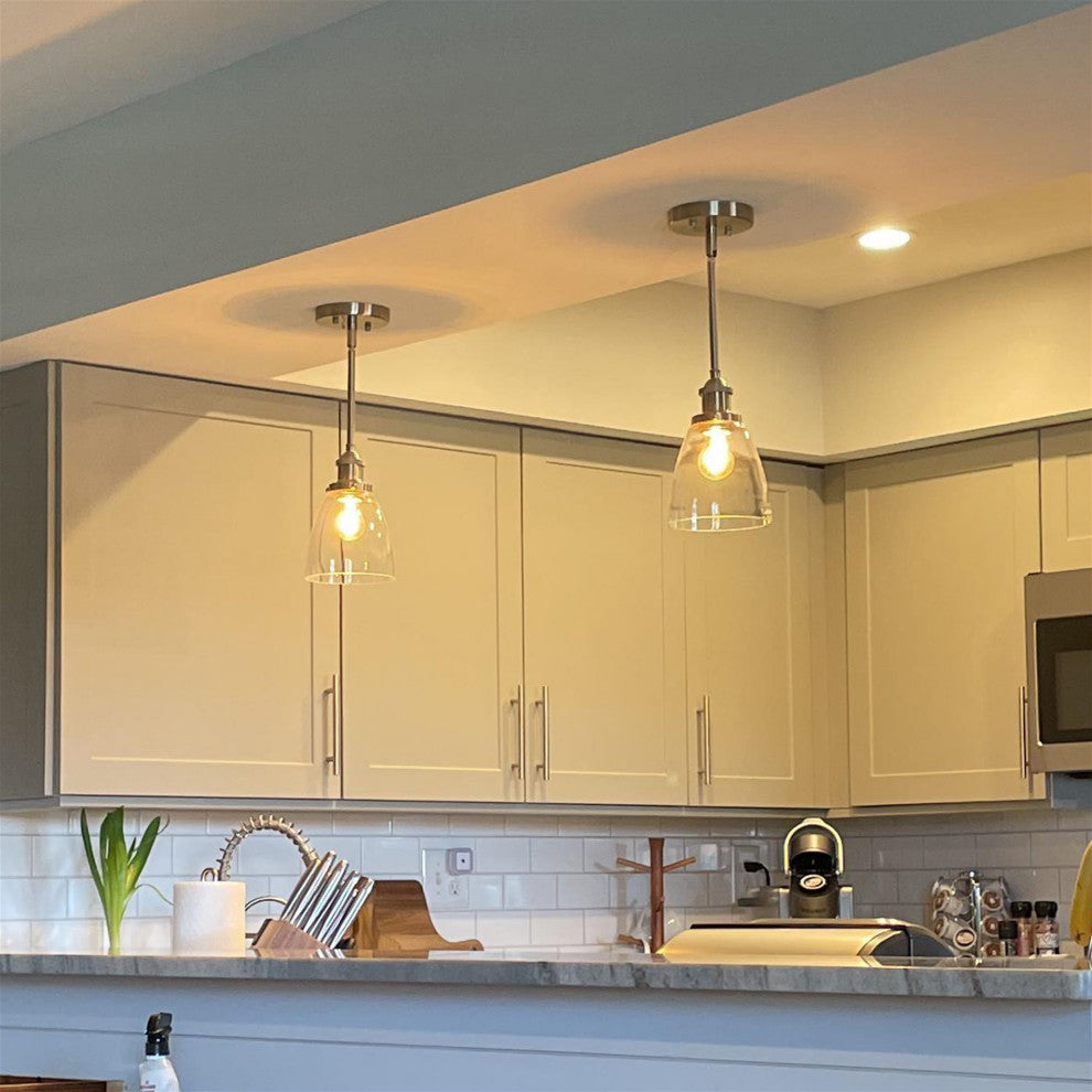 Kira Home Porter 8" Pendant Light, Glass Shade, Dimmable, Adjustable Height