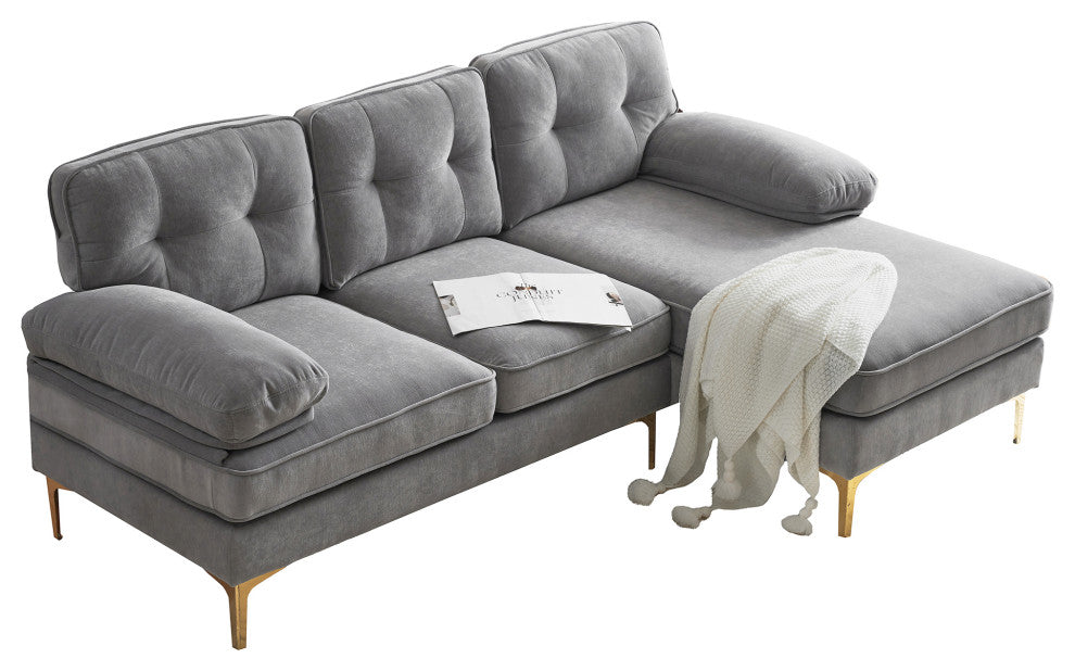 Gewnee Modern Sectional Sofas Couches Velvet L Shaped Couches for Living Room