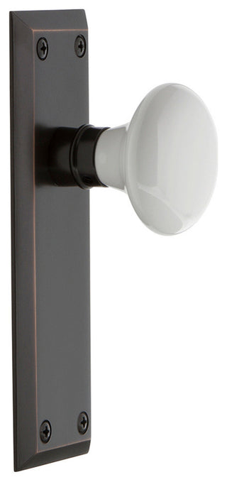 New York Plate Double Dummy Door Knob, White