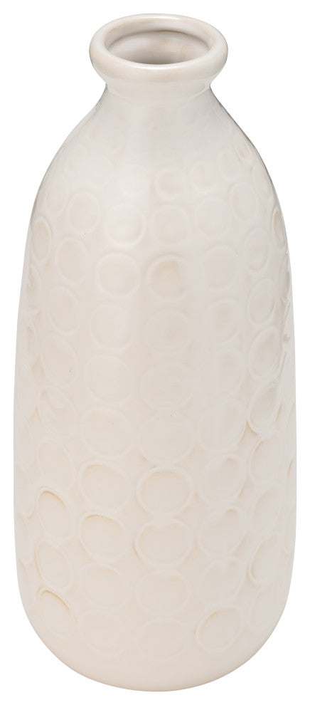 Ceramic 12" Circles Vase, Beige
