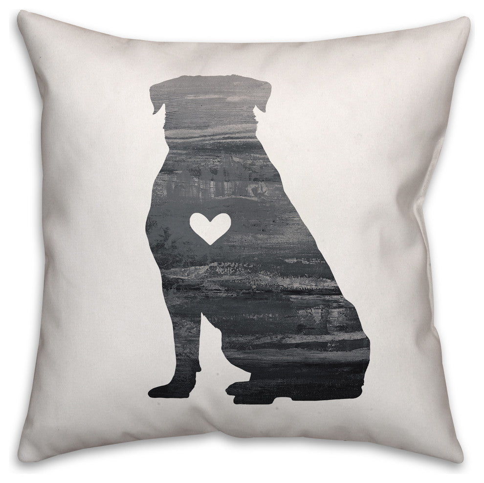 Gray Silhouette Rottweiler 16x16 Spun Poly Pillow