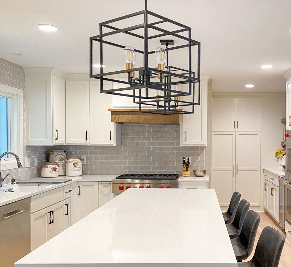 Maxim 10247 Liner 4 Light 18"W Pendant - Black / Satin Brass