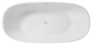 Aaron 77" Soaking Bathtub, Glossy White With Brushed Nickel Trim