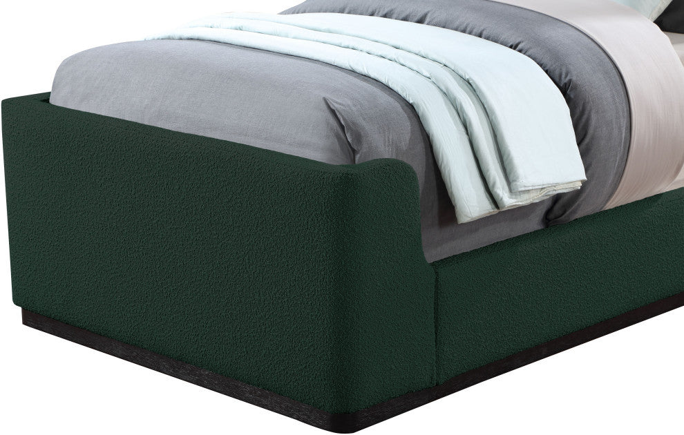 Oliver Boucle Fabric Upholstered Bed, Green, Twin