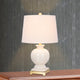 Ceramic Metal Table Lamp, Eggshell With Clear Crackle and Satin Brass