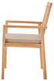 Side Dining Chair Armchair, Wood, Brown Natural Taupe Gray, Modern, Outdoor