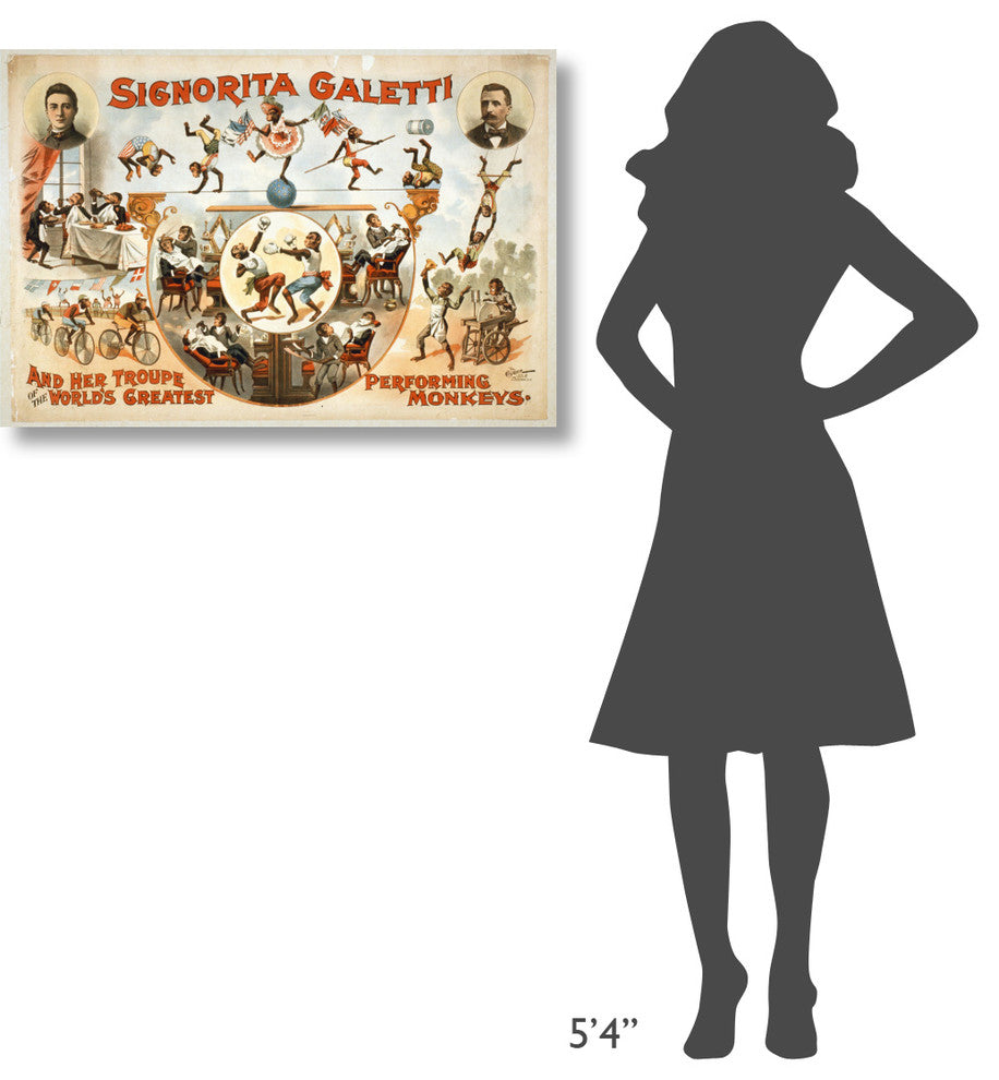"Signorita Galetti Performing Monkeys" Canvas by Hollywood Photo Archive, 36x24"