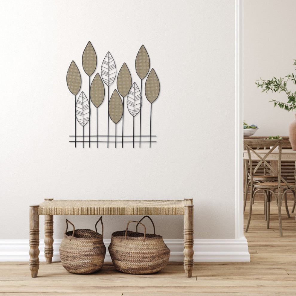 Metal Flower and Leaves Wall D"cor