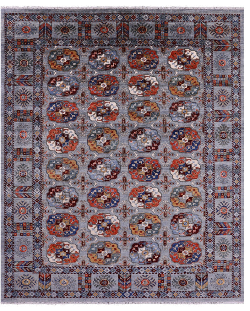 Super Turkmen Ersari Handmade Wool Rug 8' 1" X 9' 9" - Q15632