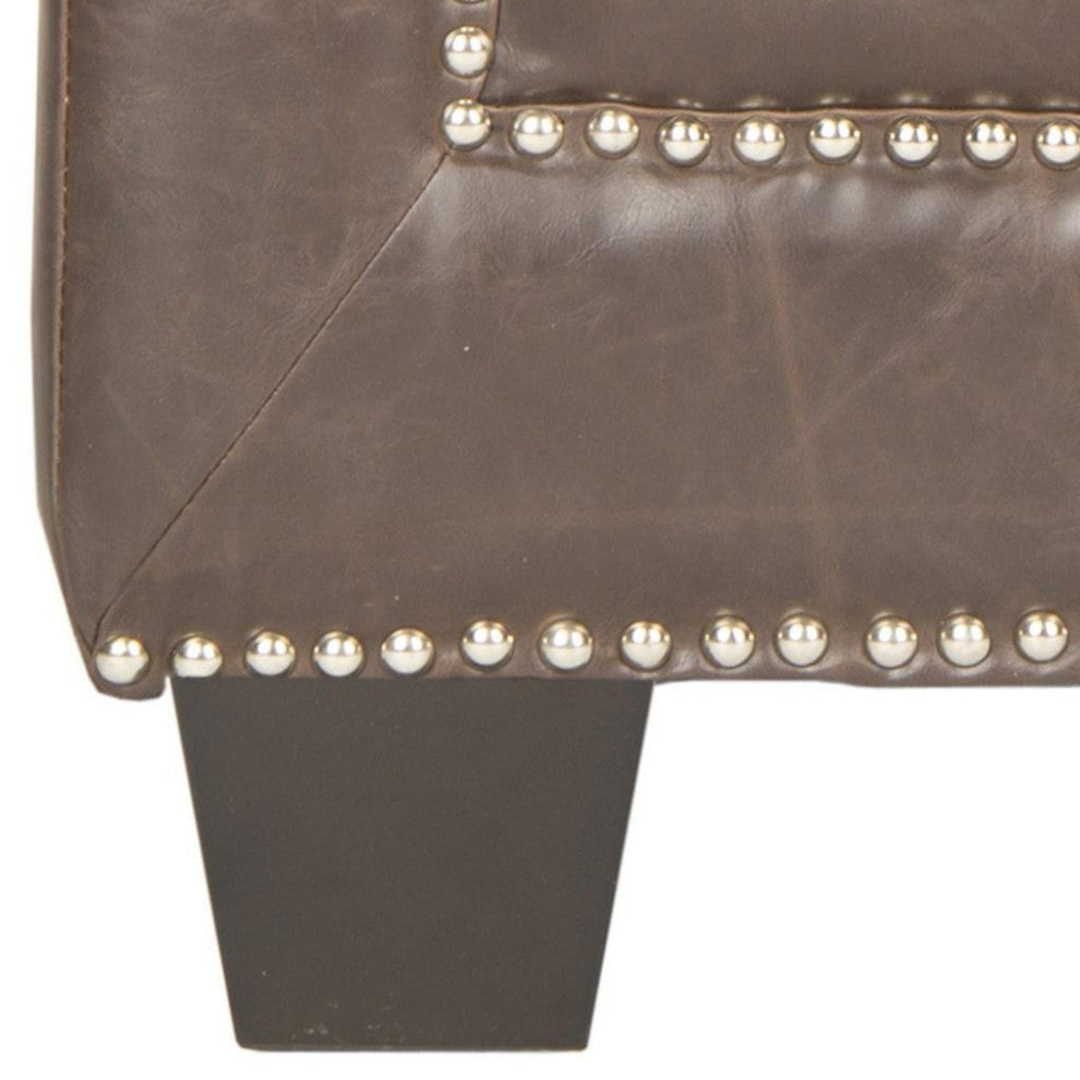 Tinely Club Chair Silver Nail Heads Antique Brown