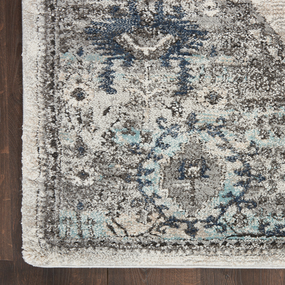 Nourison American Manor 2'2" x 7'6" Grey Bordered Indoor Rug