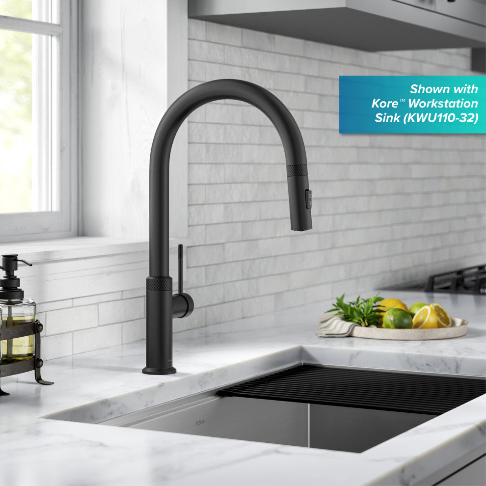 Oletto Pull-Down 1-Hole Kitchen Faucet, Matte Black, Model Kpf-2654mb