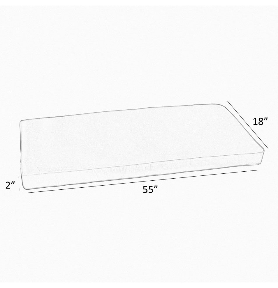 Sorra Home Gardenia Seaglass Outdoor/IndoorCorded Bench Cushion 55x18x2"
