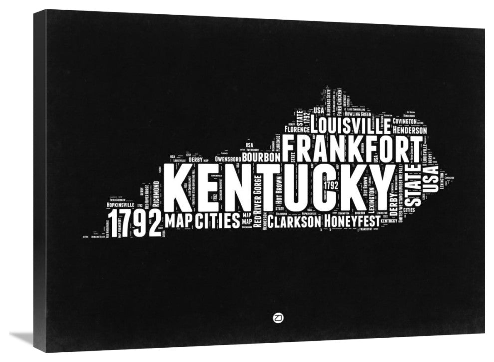 "Kentucky Black and White Map" Fine Art Print
