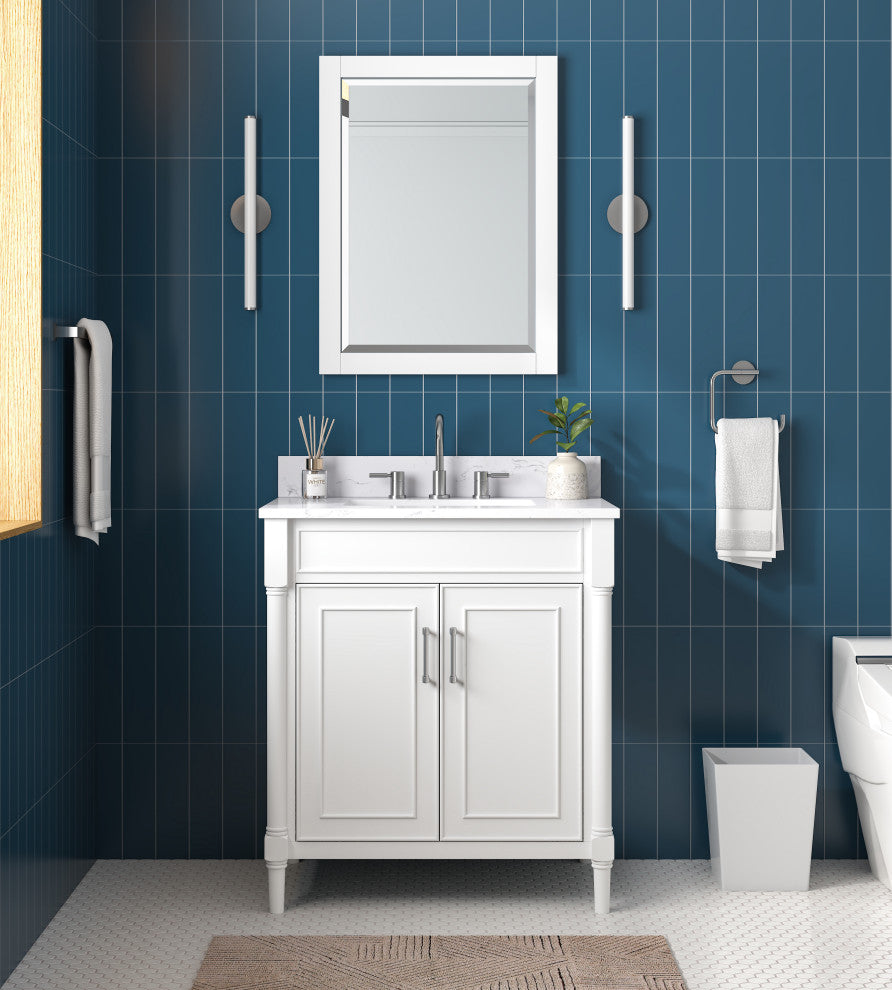 Avanity Bristol 30" Vanity Combo, White and Cala White Engineered Top