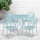30'' Round Indoor-Outdoor Steel Patio Table and 4 Round Back Chairs, Blue