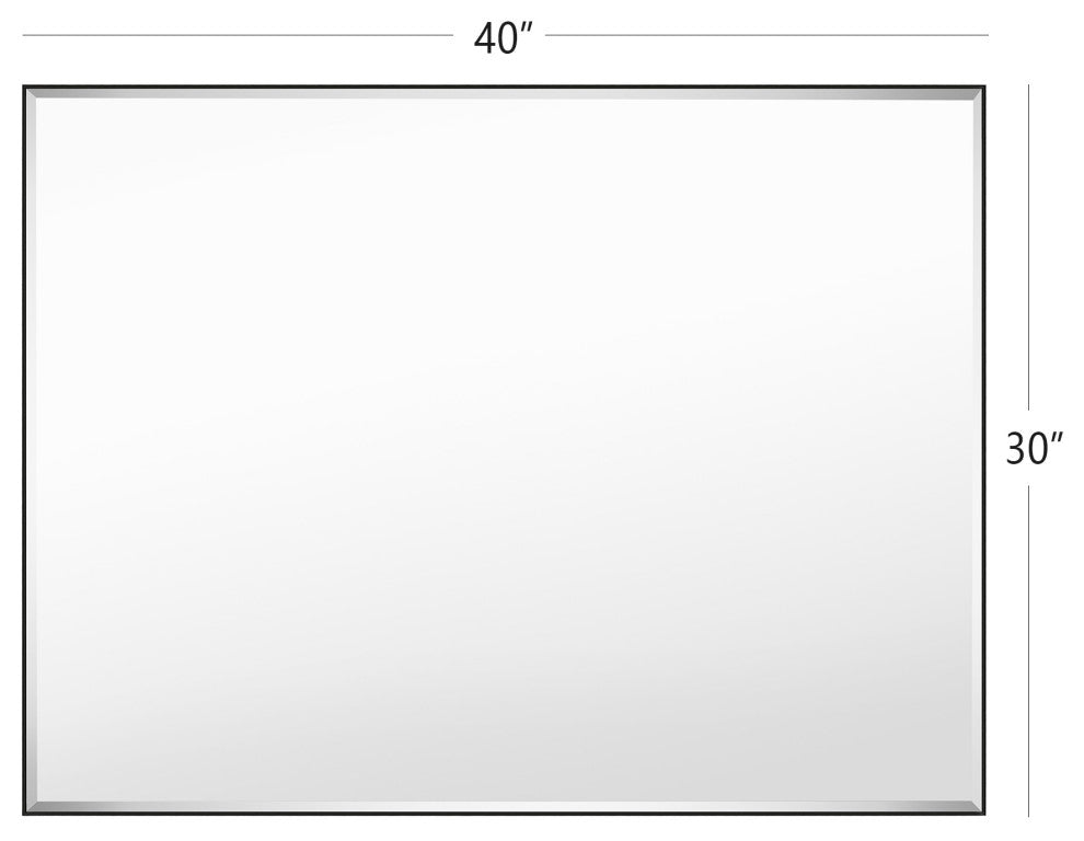 Rectangle Aluminum Framed Wall Mounted Mirror With Beveled Edge, Black, 30"x40"