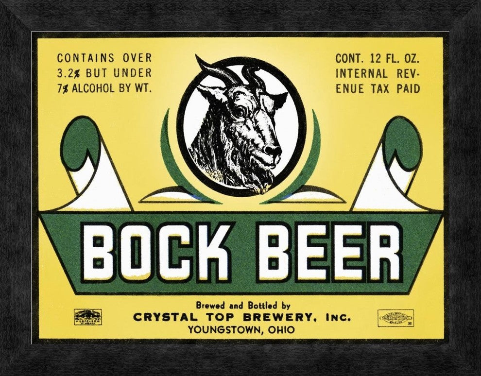 "Bock Beer" Framed Canvas Giclee by Vintage Booze Labels, 18"x14"