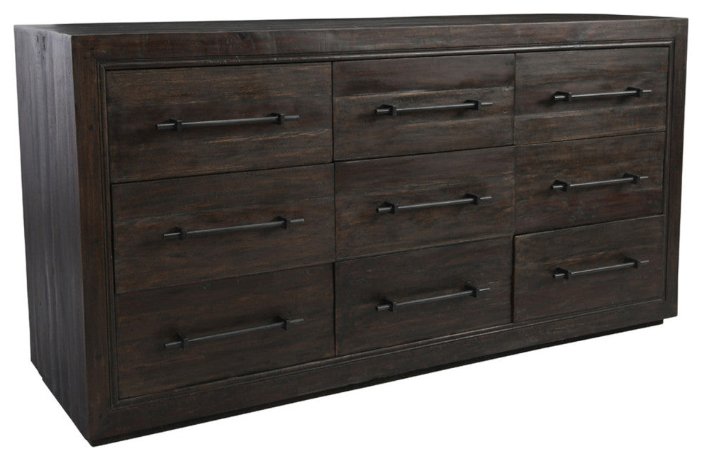 Modern Espresso Nine Drawer Dresser