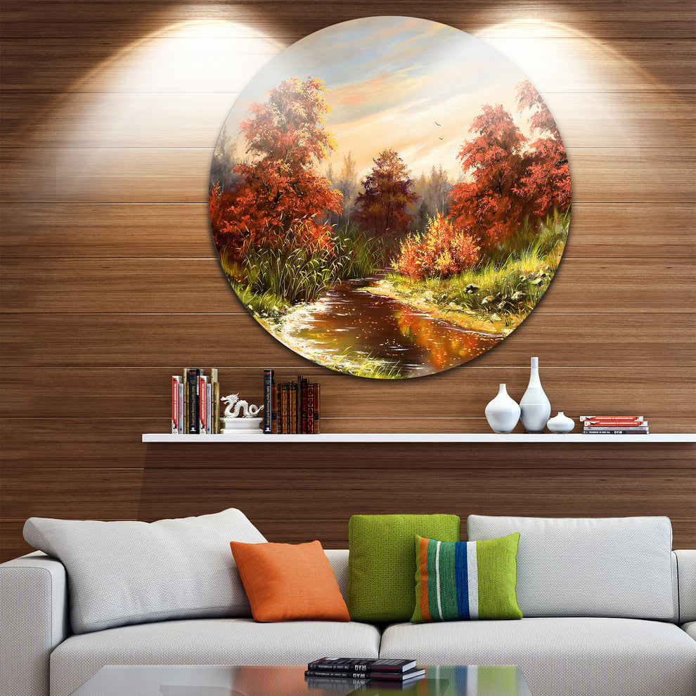 The Red River, Landscape Round Wall Art, 36"